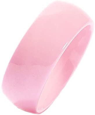 MJ Metals Jewelry Pink Ceramic 3mm Wedding Band Classic High Polished Men Women Ring