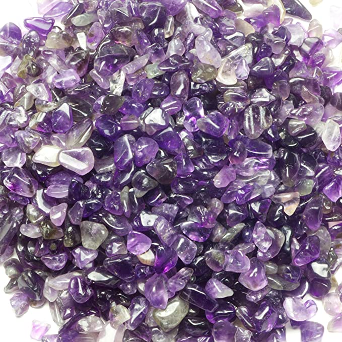 Cherry Tree Collection 1/2 Pound Polished Tumbled Gemstone Chips| Crystals for Decoration, Healing, Reiki, Chakra (Amethyst)
