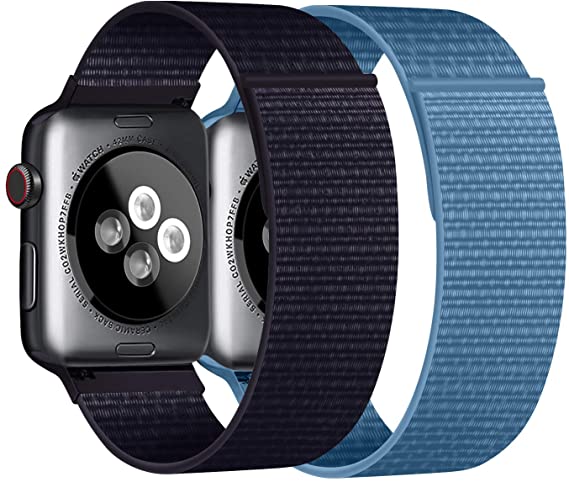 AK Nylon Loop Bands Compatible with Apple Watch Band 38mm 40mm 42mm 44mm Adjustable Soft Lightweight Breathable Replacement Band for iWatch Series 5 4 3 2 1