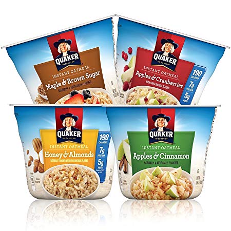 Quaker Instant Oatmeal Express Cups, Variety Pack, Breakfast Cereal, 12 Individual Cups