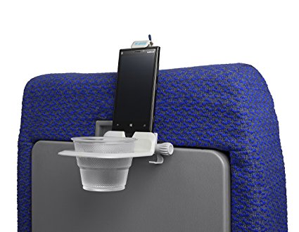 The Airhook - Beverage & Universal Device Holder for Airline Travel - Take Back Your Airline Seat Space! [COOL GREY]