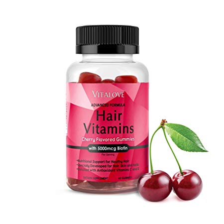 Hair Growth Gummy Vitamins with Biotin. Exclusive Hair Growth for Longer, Stronger, Silky & Soft Hair. Results in 1 Month. Gluten Free. Non-GMO for Hair Growth. Made in USA.