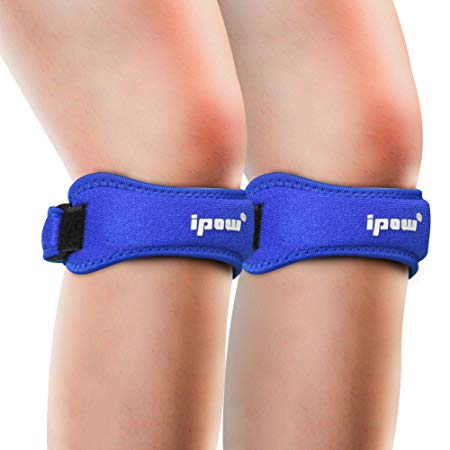 IPOW 2 Pack Knee Pain Relief & Patella Stabilizer Knee Strap Brace Support for Hiking, Soccer, Basketball, Running, Jumpers Knee, Tennis, Tendonitis, Volleyball & Squats