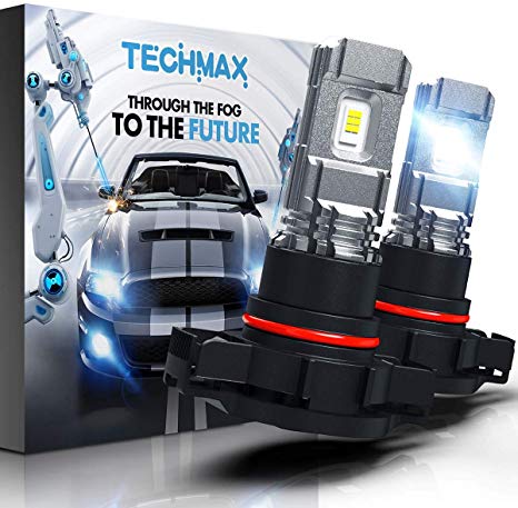 TECHMAX 5202 LED Fog Light Bulbs,H16 European Type DRL 6000K Xenon White 2800LM 60W 320°Beam Angle Pack of 2