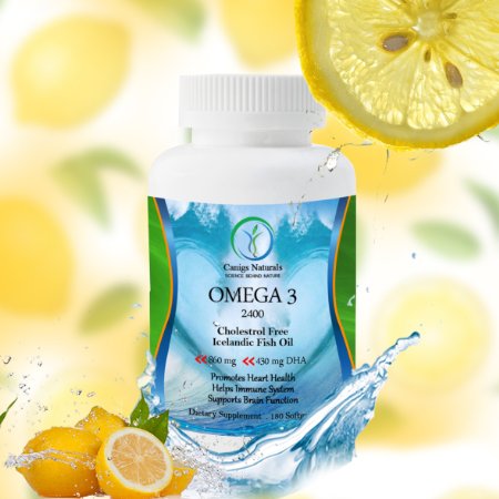 Omega 3 Fish Oil Supplement - 180 Caps - Lemon Flavoured - Triple Strength 2400mg of Icelantic Fish Pill Per Serving