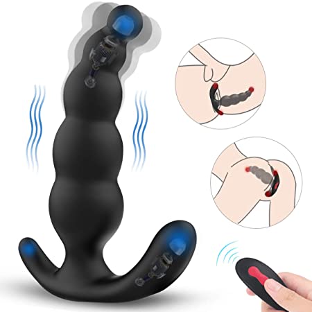 Vibrating Anal Beads Prostate Massager, BOMBEX Edgar Remote Control G Spot Vibrator with Dual Powerful Motors, Waterproof&Rechargeable Anus Sex Toy for Male, Female and Couple.