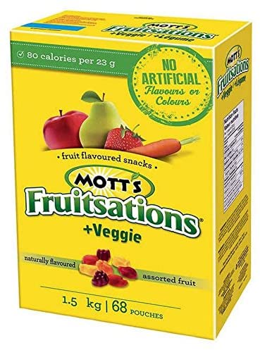 MOTTS Fruit Flavoured Snacks Fruitsations Plus Veggie Assorted Fruit, 68 Pouches