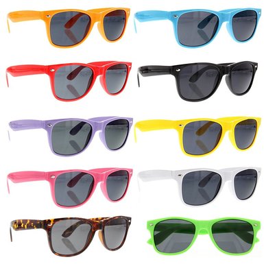 grinderPUNCH Wayfarer Sunglasses 10 Bulk Pack Lot Neon Color Party Glasses