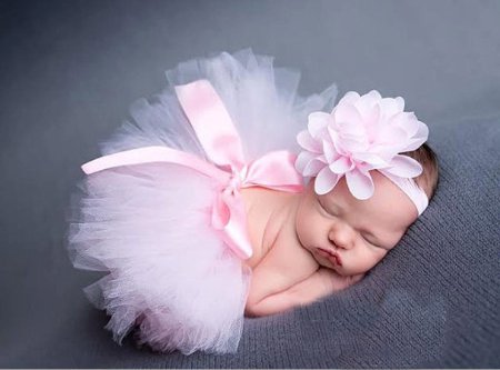 Aivtalk Newborn 4-12 Months Headdress flower bowknot Tutu Clothes Skirt for Baby Girls Photo Prop Outfits Pink