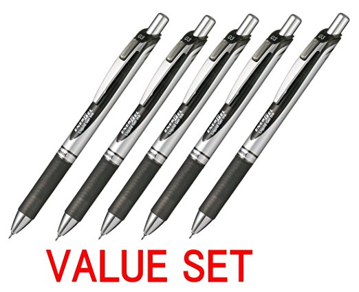 Pentel New EnerGel Deluxe RTX Retractable Liquid Gel Pen,Ultra Micro Point 0.3mm, Fine Line, Needle Tip, Black Ink Value set of 5 (With Our Shop Original Product Description)