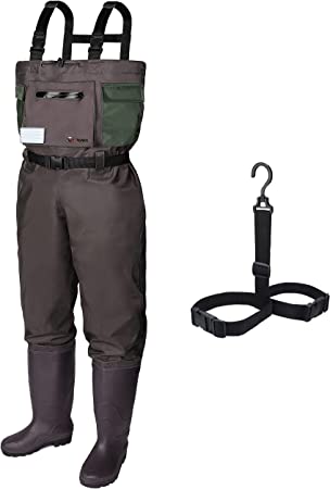 RUNCL Chest Waders with Boots Fishing Waders Waist-High Waders - Updated 400D Nylon Outer Seamless Breathable Tech Ergonomic Design Fly Patch - Wader Fishing Fly Fishing Hunting