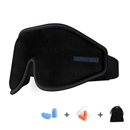 GINIMAX 3D Sleep Eye Mask Cover with Ear Plugs, Light Blocking Memory Foam Eye Mask with Adjustable Strap for Sleeping/Shift Work/Naps/Night Blindfold Eyeshade for Men and Women