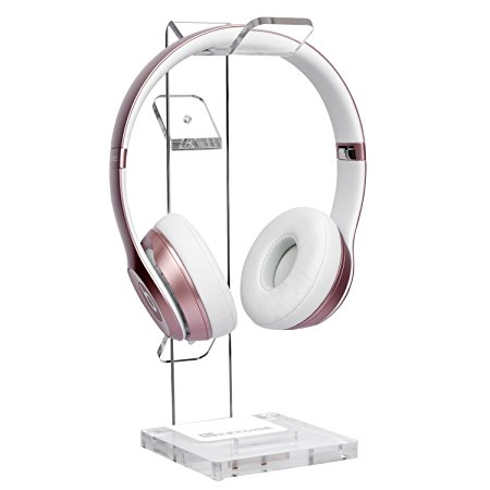 GeekDigg Acrylic Headset Headphone Stand Gaming Headphone Holder with Cable Organizer--Transparent