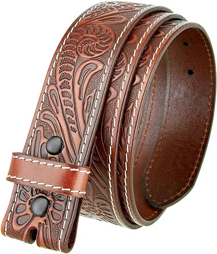 BS118 Western Floral Engraved Tooled Leather Belt Strap 1.5"