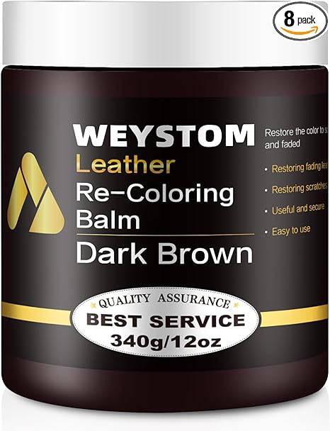 WEYSTOM Leather Recoloring Balm-Leather Repair Kit for Restore Couches, Car Seats, Clothing, Restore The Color to Scratched and Faded (Dark Brown)