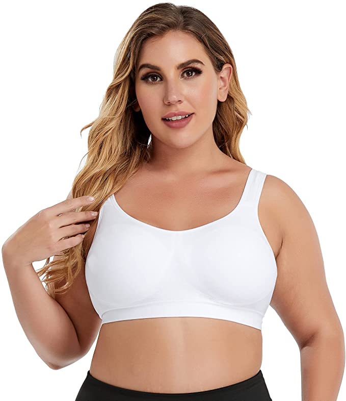 Litthing Women's Plus Size Wirefree Bra Comfort Seamless Full Coverage Bra Supports Bralettes for Women