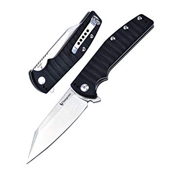 TANGRAM Folding Pocket Knife ACUTO440 Wharncliffe Sharp Blade Liner Lock Black G10 Handle Flipper Knives,Dirk Pinkerton Orion TG3007A1