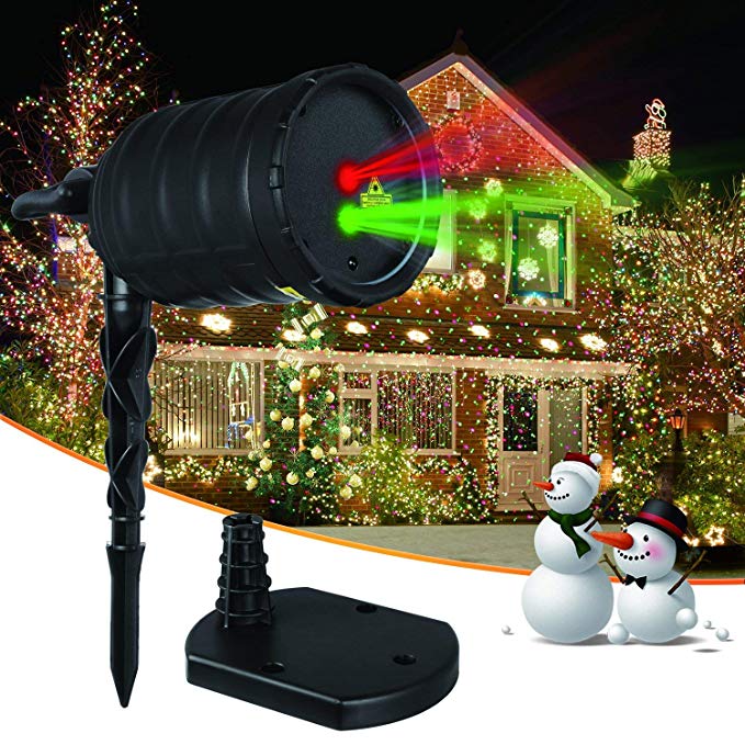 Christmas Laser Lights,Outdoor Projector Lights,Moving Red and Green Stars Laser Show for Christmas,Holiday,Party,Landscape,and Garden Decoration