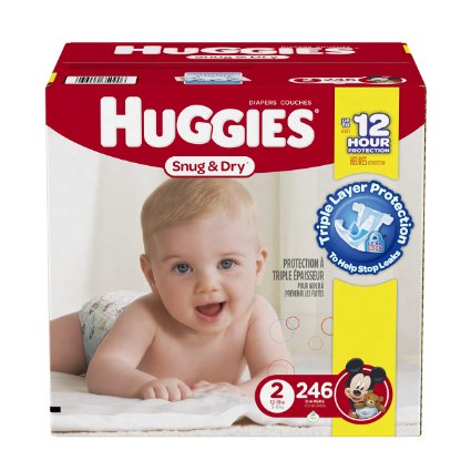 Huggies Snug & Dry Diapers, Size 2, 246 Count (One Month Supply)