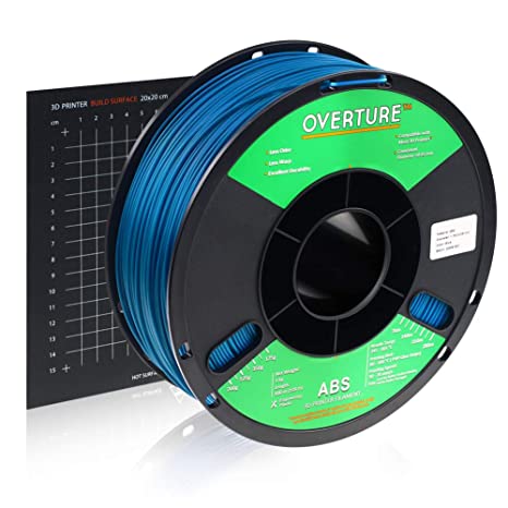 OVERTURE ABS 1.75mm Filament with Build Surface 200mm ¡Á 200mm 3D Printer Consumables, 1kg Spool (2.2lbs), Dimensional Accuracy  /- 0.05 mm, Fit Most FDM Printer (Blue)