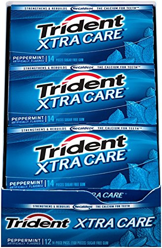 Trident Xtra Care Sugar Free Gum (Peppermint, 14-Piece, 12-Pack)