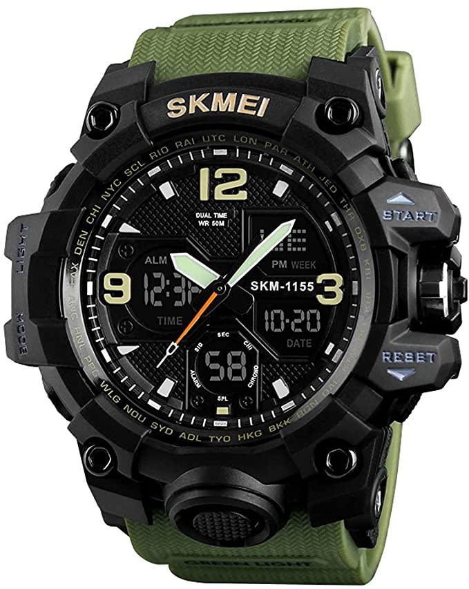 Men's Military Watch Outdoor Sports Watch Tactical Army Wristwatch LED Stopwatch Waterproof Digital Analog Watches