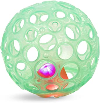 B. toys by Battat Baby Ball – Sensory Light-Up Baby Toy – Grab n’ Glow™ – Textured Ball with Holes – Glowing Lights & Rattle – Infants, Babies – 0 Months