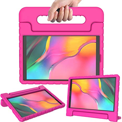 AVAWO Kids Case for Samsung Galaxy Tab A 10.1 2019 (SM-T510 /T515- Light Weight Shockproof Convertible Handle Stand Kids Friendly Protective Case for Samsung Tab A 10.1 Tablet Release in 2019 - Rose