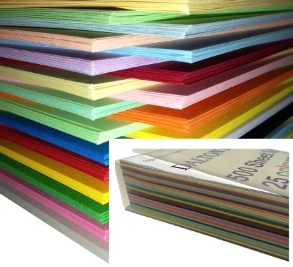 Dalton Manor A4 Coloured Card 250 Sheet Pack 160gm Supplied in a Weston® Clear Craft Storage Box - 25 Assorted Colours