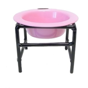 Platinum Pets Single Modern Diner Stand with 1-Cup Wide Rimmed Bowl Cotton Candy Pink