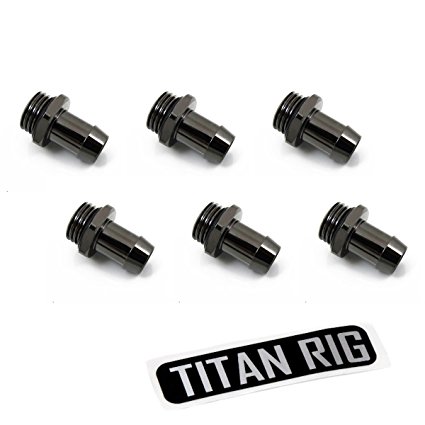XSPC G1/4" to 3/8" Barb Fitting for Soft Tubing, Black Chrome, 6-pack