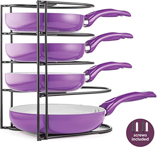 Pot Rack, Pantry Cabinet Organzier by Mindspace - 5 Tier Durable Steel Pan Rack Organizer for Pods and Lids, Kitchen Organization and Storage | The Wire Collection, Black