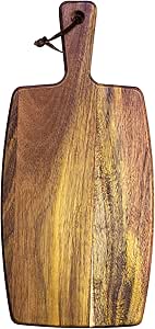 Rock & Branch Acacia Wood Serving Paddle, Wood Cutting Board with Handle for Kitchen and Charcuterie Boards