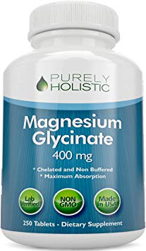 Magnesium Glycinate 400mg Tablets - 100% MORE 250 Magnesium Tablets (not capsules), Highly Bioavailable, Chelated & Magnesium - Vegan and Vegetarian - For Improved Sleep, Stress Relief & Cramp Defense
