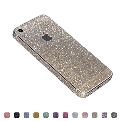 Supstar Luxury Bling Crystal Diamond Full Body Screen Protector Skin Sticker   HD Glass Film for Apple iPhone SE / 5S (Champagne)