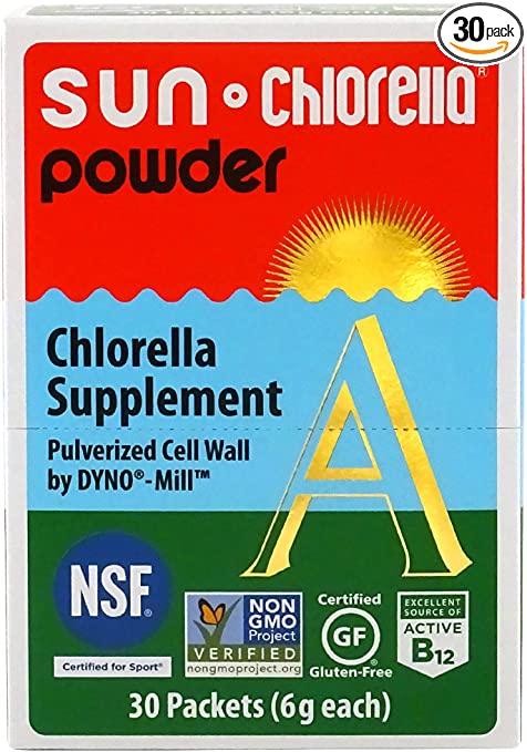 Sun Chlorella- Chlorella Powder- Superfood Health Supplement Powder For Smoothies & Recipes (30 Packets- 6 Grams Each)