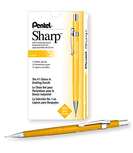 Pentel Sharp Automatic Pencil, 0.9mm Lead Size, Yellow Barrel