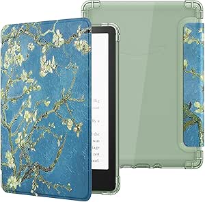 MoKo Case for 6.8" Kindle Paperwhite 11th Generation 2021 & Kindle Paperwhite Signature Edition, Ultra Clear Soft Flexible Transparent TPU Back Cover Light Shell with Auto Wake/Sleep, Apricot Blossom