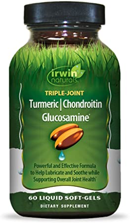 Irwin Naturals Triple Joint Turmeric Chondroitin Glucosamine - Naturally Lubricate & Soothe Joint Discomfort - Supports Healthy Joint Function, Structure & Mobility - 60 Liquid Softgels