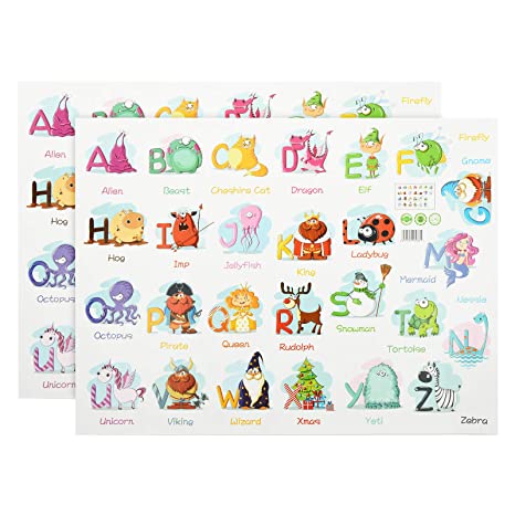Animal Alphabet Decals Colorful Animal Alphabet A-Z Kids Wall Stickers Baby Nursery Peel Wall Art Sticker for Kids Nursery Bedroom Living Room