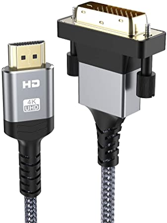 HDMI to DVI Cable, Snowkids Bi-Directional HDMI Cable 6ft Support 1080P Full DVI-D Male to HDMI Male High Speed Adapter Cable Gold Plated for PS4, PS3,HDMI Male A to DVI-D