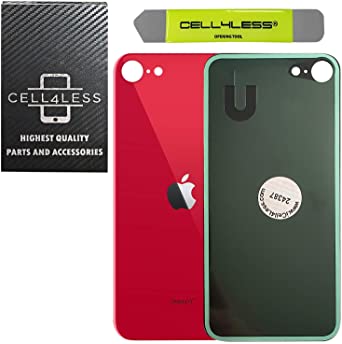 Cell4Less Back Glass Replacement Kit Compatible w/iPhone SE 2020 Version A1662 (Product Red)