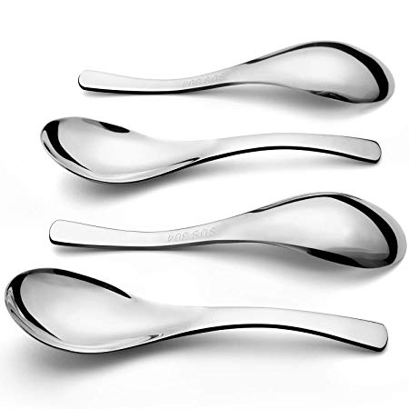AmoVee Wholesale Stainless Steel Soup Spoons Table Spoons, Set of 4