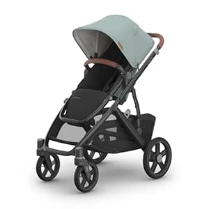 UPPAbaby Vista V3 Stroller - Full-Size Single-to-Double Stroller System - Toddler Seat, Bug Shield, Rain Shield, and Storage Bag Included - Kenzi (Mystic Aqua/Carbon Frame/Saddle Leather)