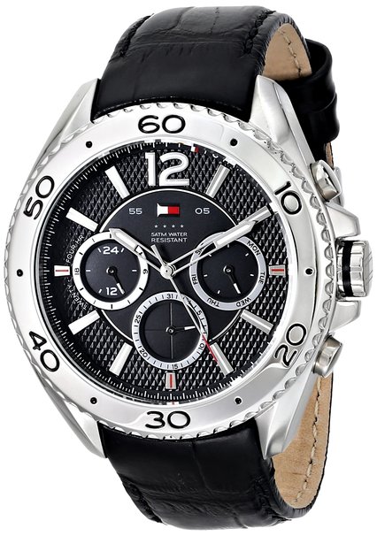 Tommy Hilfiger Men's 1791029 Stainless Steel Watch with Black Leather Band