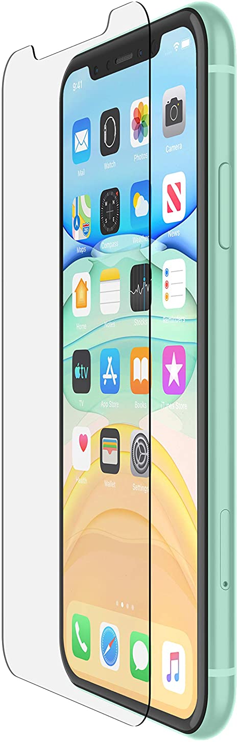 Belkin Screen Protector for Apple iPhone 11 or iPhone XR with Antimicrobial-Treated and Included Easy Align Tray for Simple, Bubble Free Installation, ScreenForce TemperedGlass