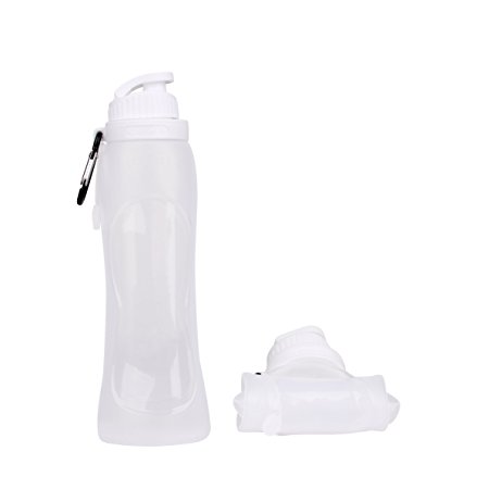Water Bottle White Silicone Collapsible Eco-Friendly Foldable Sports Camping Silicone Bottle best price hot price Silicone Folding Water Bottle 500 ML travels outdoor sports (white)