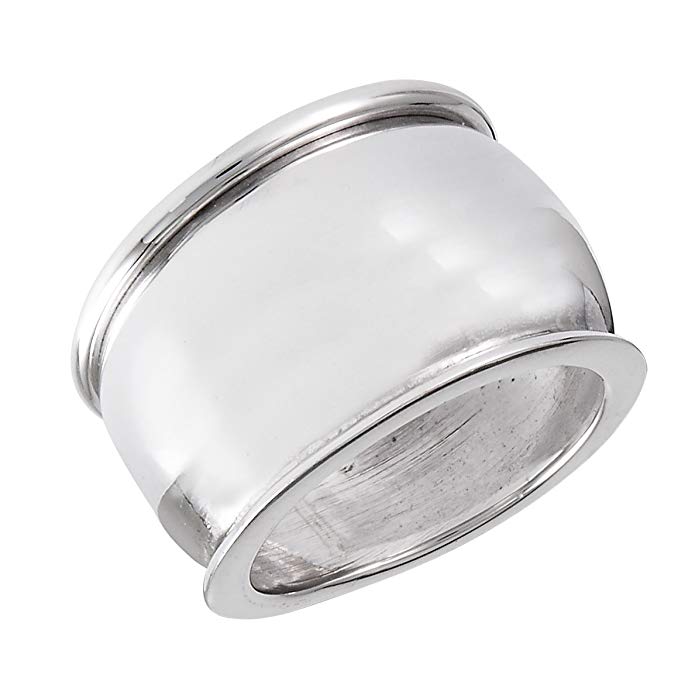 .925 Sterling Silver Broad Dome Cigar Band Ring