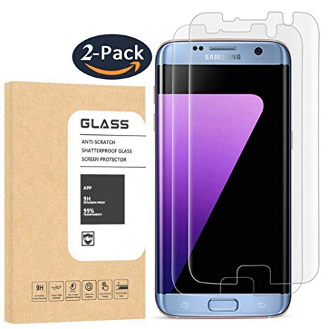 [2 Pack] Galaxy S7 Edge Tempered Glass Screen Protector, OLINKIT [Half Coverage] [9H Hardness] [Anti-Scratches] [Anti-Fingerprint] [Bubble-Free] Premium HD Screen Protector for Samsung Galaxy S7 Edge