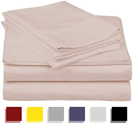 Thread Spread True Luxury 100% Egyptian Cotton - Genuine 1000 Thread Count 4 Piece Sheet Sets - Fits Mattress Upto 18'' Deep Pocket (King, Blush)